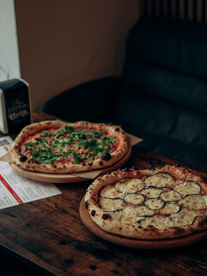 Pizzas fresh from the oven